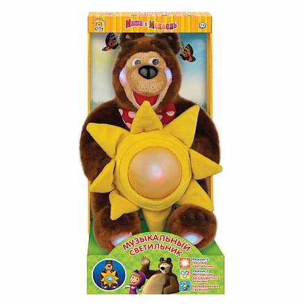 Мягкая игрушка Мишка с лампой-ночником по мотивам мультфильма «Маша и Медведь» 28 см. 